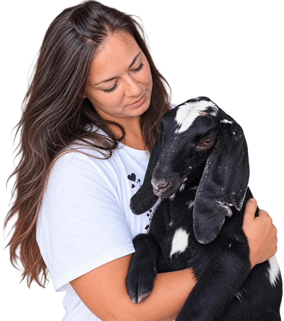 Žaneta Svozilová holding a goat